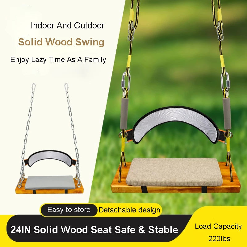 Indoor And Outdoor Solid Wood Swing Suitable For Babies, Children And Adults