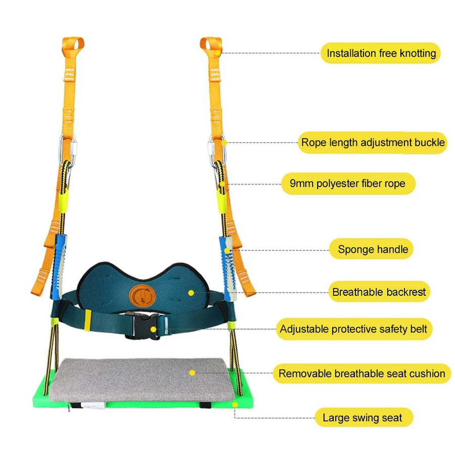 Indoor And Outdoor Large Seat Children's Swing Chair Set with Horizontal Bar Fixed