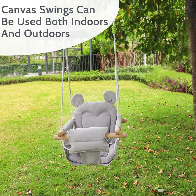 Best Newborn Swing for Indoors, Baby Swing Secure Wooden Hanging Swing Seat