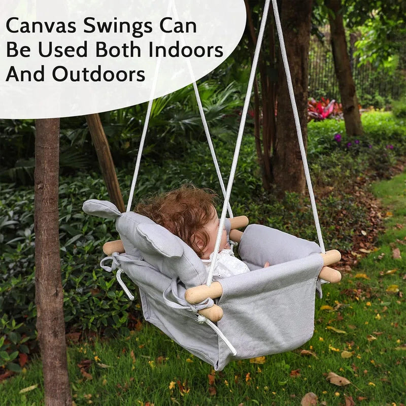 Best Newborn Swing for Indoors, Baby Swing Secure Wooden Hanging Swing Seat