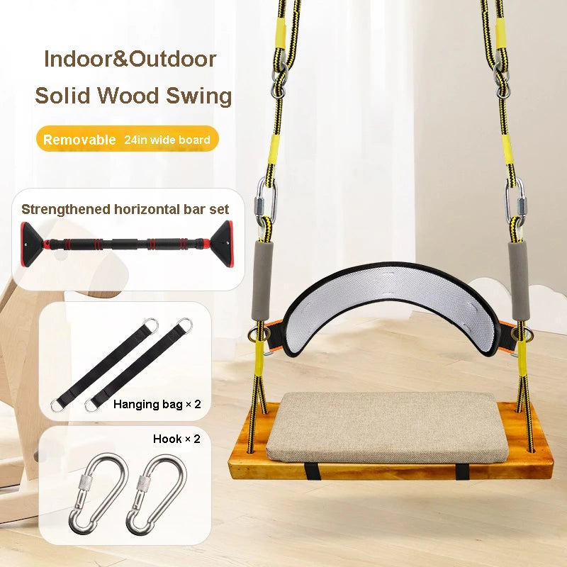 Indoor And Outdoor Solid Wood Swing Suitable For Babies, Children And Adults